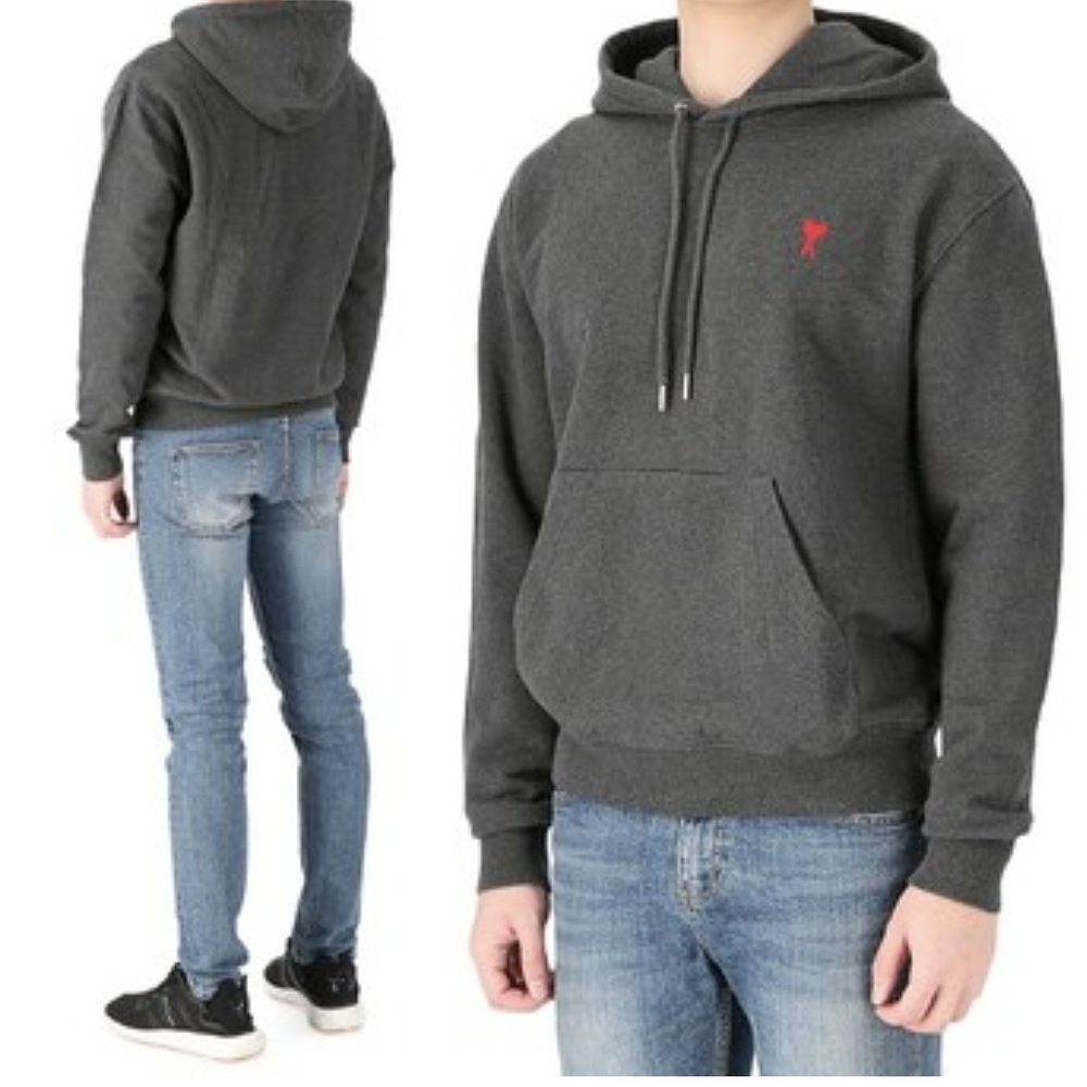 Ami Paris dark grey hoodie red heart (Alexandre Mattiussi)